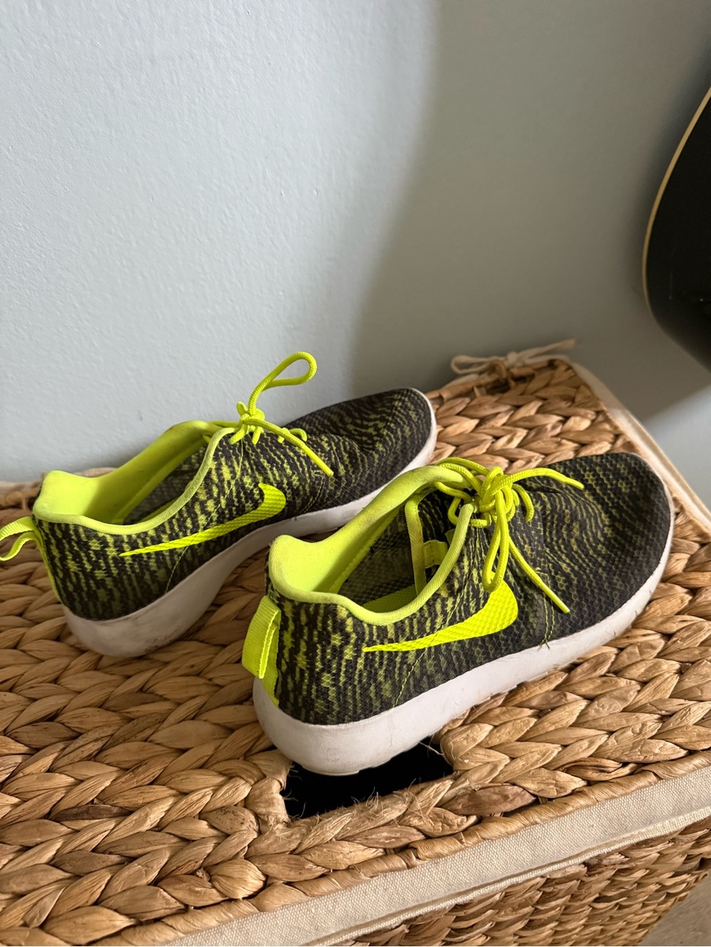 Nike Kids Neon Yellow and Black Knit Sneakers
